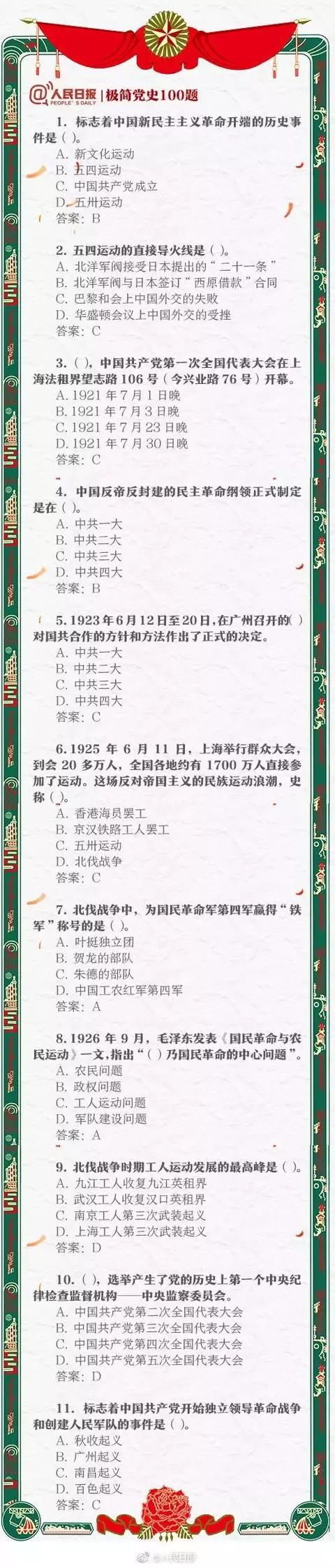 漲知識(shí)！中共黨史常識(shí)100題，你能做對(duì)幾道？
